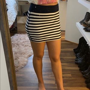 Navy striped mini skirt